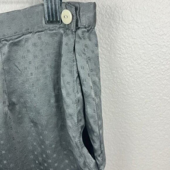 Galadriel Silk Slacks High Rise Swiss Dot Ankle Length Straight-Leg Grey Pants M - Picture 7 of 14